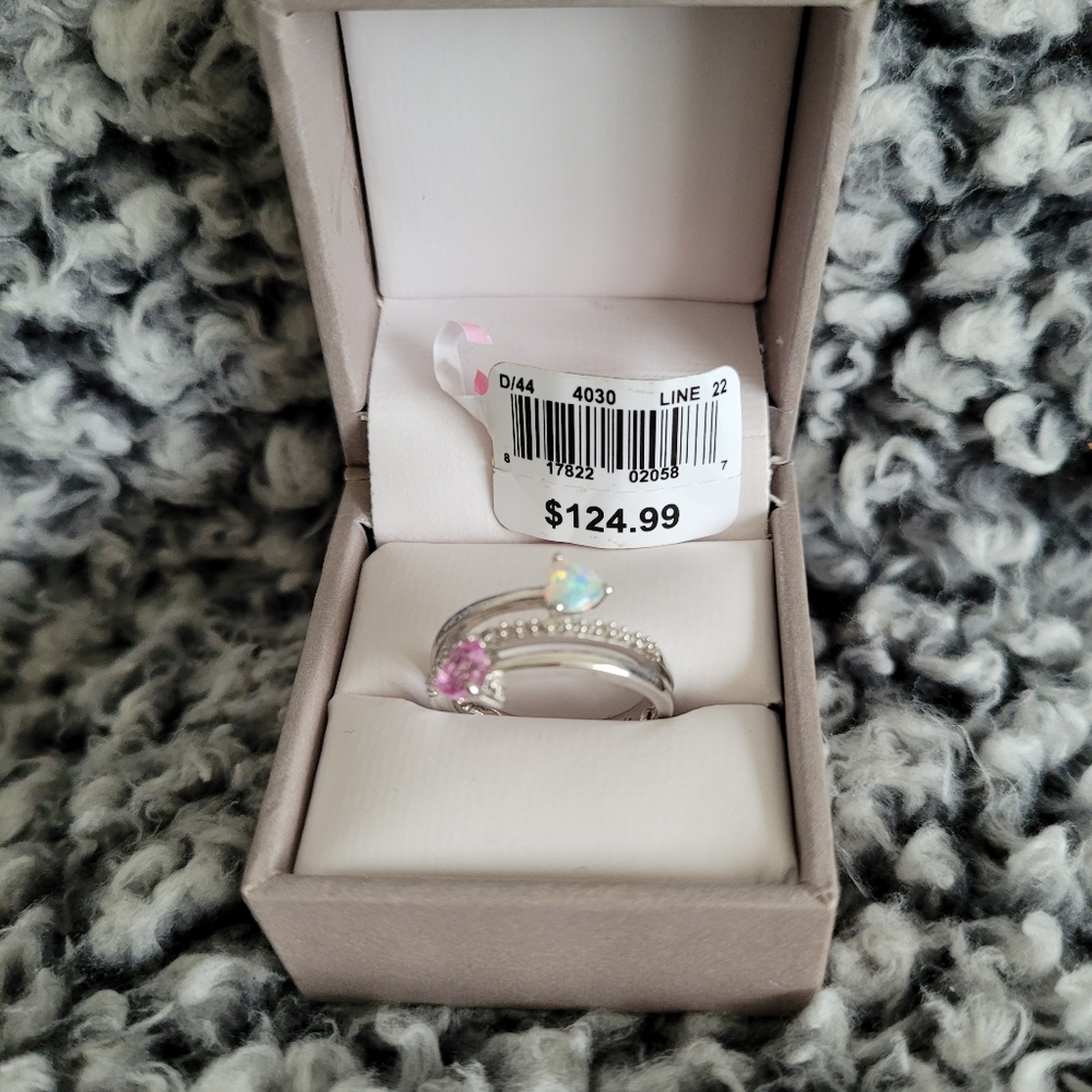 Opal Pink Sapphire Heart Sterling Silver